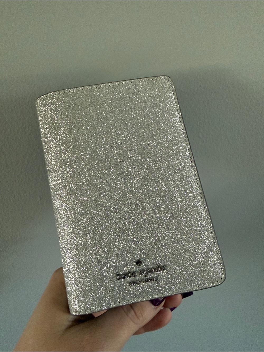 kate spade silver glitter passport cover